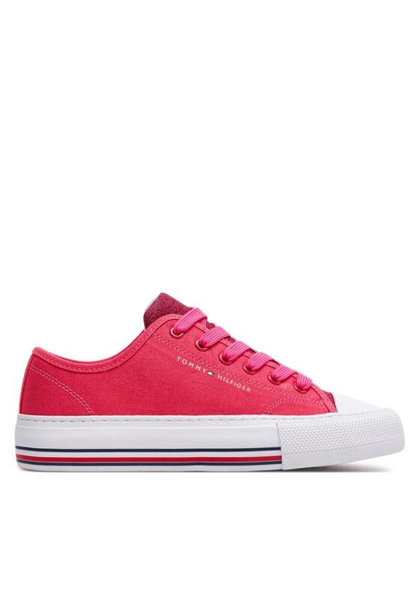 TOMMY HILFIGER - Tommy Hilfiger Trampki Low Cut Lace-Up Sneaker T3A9-33185-1687 S Różowy. Kolor: różowy