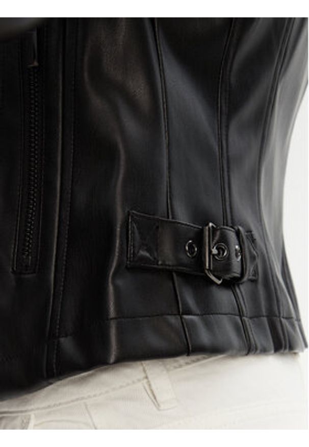 French Connection Kurtka z imitacji skóry 75BZ7 Czarny Regular Fit. Kolor: czarny. Materiał: skóra