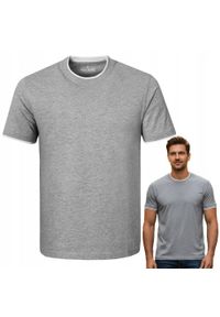 Jednokolorowa Koszulka z Lamówką - Pako Jeans - Popiel. Okazja: na co dzień. Materiał: wiskoza, bawełna. Styl: casual #3