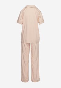 Renee - Jasnoróżowy Wiskozowy Komplet Piżamowy Koszula na Krótki Rękaw i Długie Spodnie Angelae. Kolor: różowy. Materiał: wiskoza. Długość: krótkie #2
