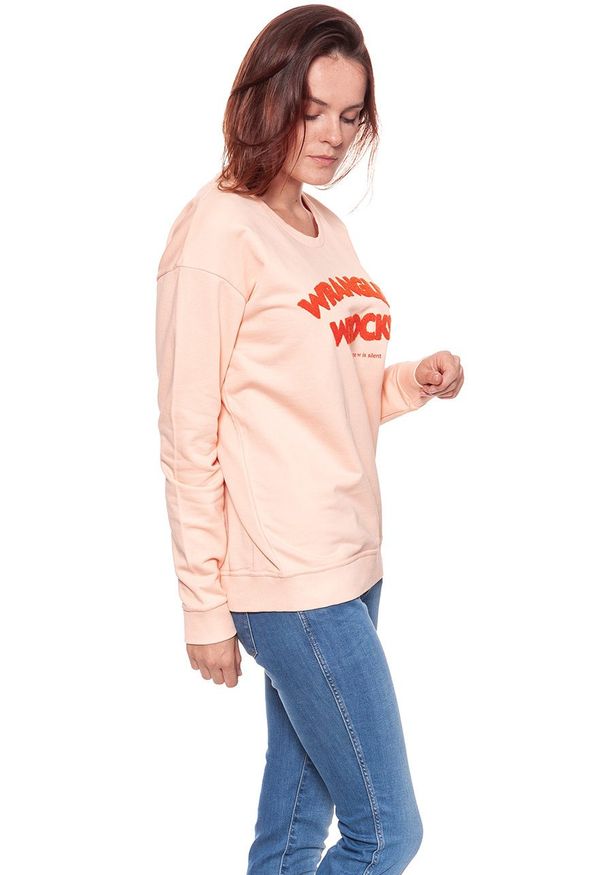 Wrangler - BLUZA WRANGLER DAMSKA WROCKS SWEAT PEACH PARFAIT W601OHYUD 112130375. Wzór: aplikacja