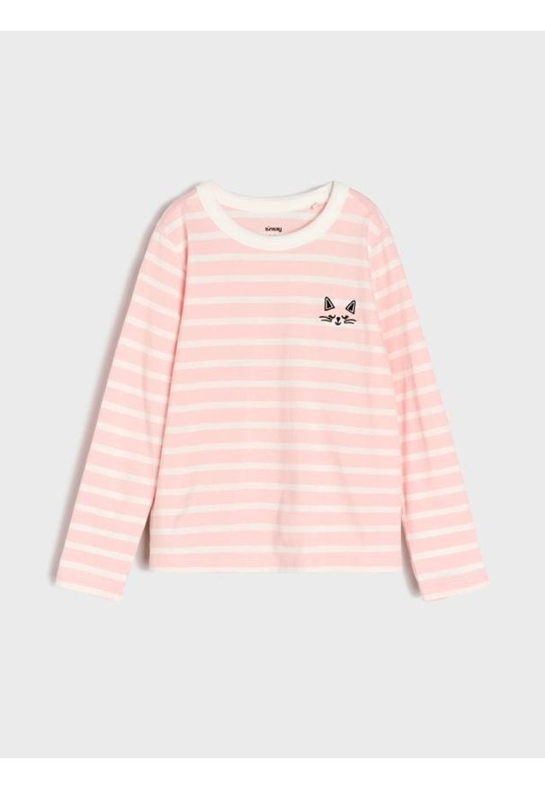 Sinsay - Koszulka z długimi rękawami - różowy. Kolor: różowy. Długość rękawa: długi rękaw. Długość: długie