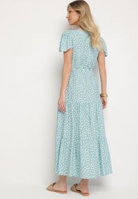 Born2be - Jasnoniebieska Sukienka z Bawełną i Geometrycznym Wzorem Lunavella. Okazja: na co dzień, na spacer. Kolor: niebieski. Materiał: bawełna. Wzór: geometria. Sezon: lato. Typ sukienki: proste. Styl: casual, elegancki #6