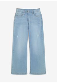bonprix - Dżinsy wide leg, mid waist. Kolor: niebieski