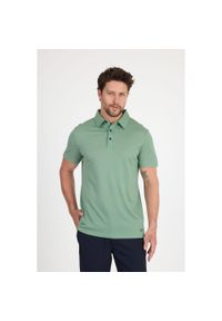 WOOLONA - Koszulka Polo z 100% Wełny Merino (170 g/m² - Piqué). Typ kołnierza: polo. Kolor: zielony. Materiał: wełna