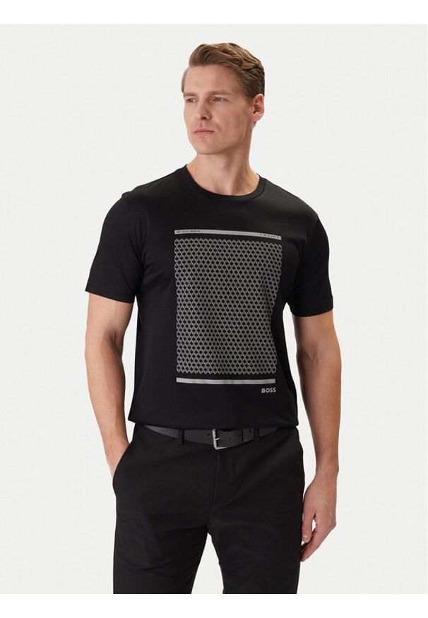BOSS T-Shirt 50554333 Czarny Regular Fit. Kolor: czarny. Materiał: bawełna