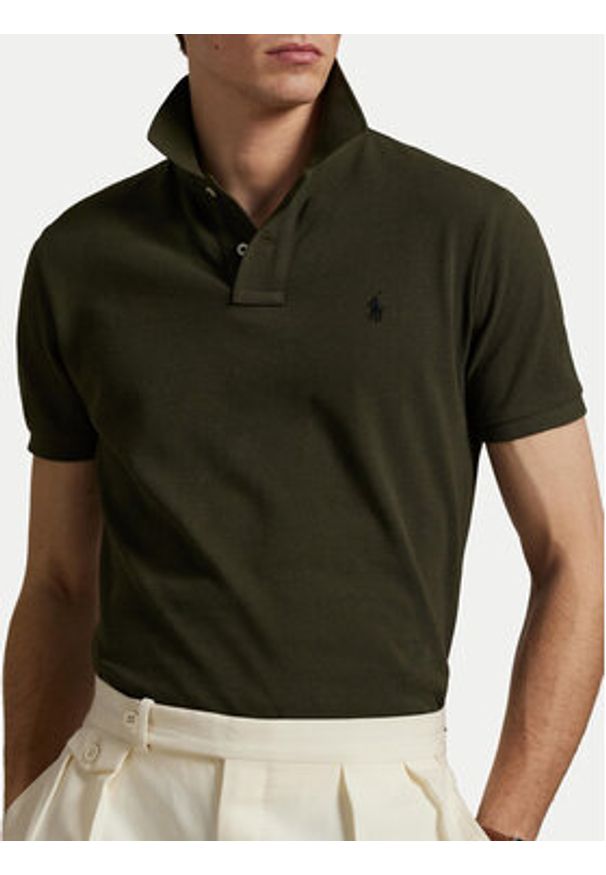 Polo Ralph Lauren Polo 710680784197 Zielony Custom Slim Fit. Typ kołnierza: polo. Kolor: zielony. Materiał: bawełna