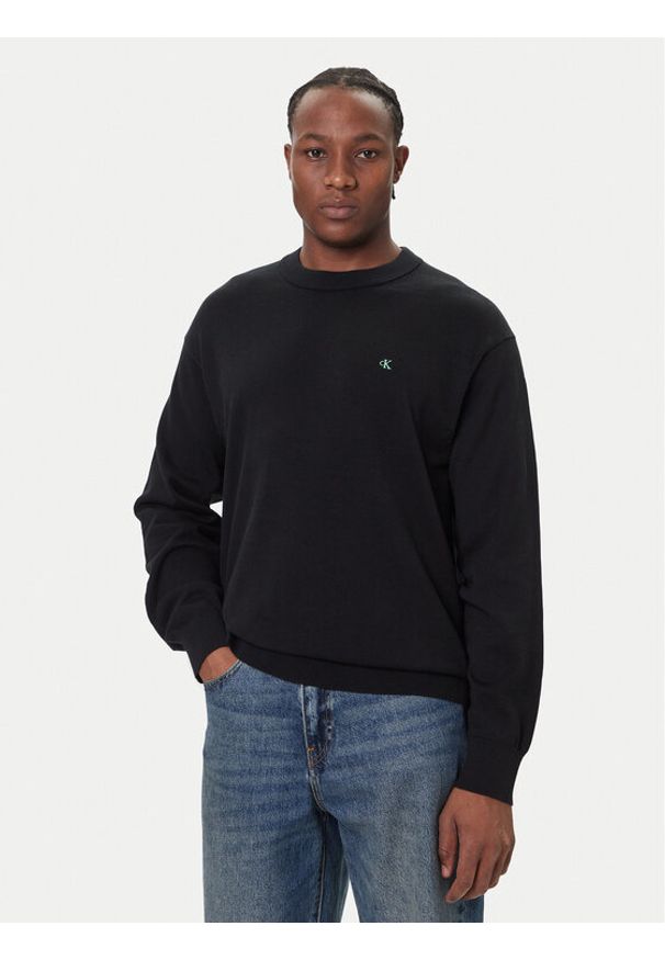 Calvin Klein Jeans Sweter LV04RC309G Czarny Regular Fit. Kolor: czarny. Materiał: bawełna