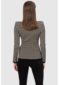 Balmain - BALMAIN Damska bluzka z golfem w czarny monogram. Typ kołnierza: golf. Kolor: beżowy. Materiał: dzianina. Długość rękawa: długi rękaw. Długość: długie #3