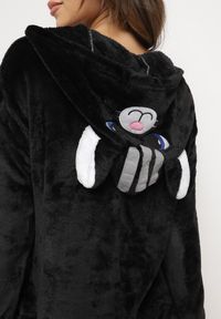 Born2be - Czarno-Biały Komplet Piżamowy Kombinezon Kigurumi na Guziki o Fasonie Kota Kailorae. Kolor: czarny. Materiał: materiał, skóra #4