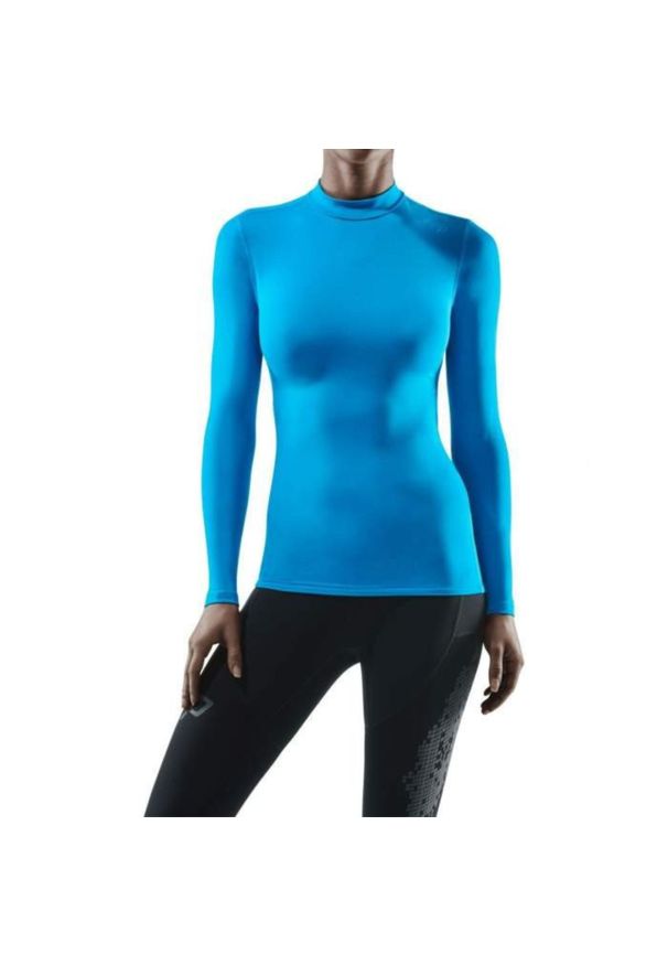 Koszulka sportowa do biegania z długim rękawem zimowa CEP Wingtech damska. Kolor: niebieski. Długość rękawa: długi rękaw. Długość: długie. Sezon: zima. Sport: bieganie, fitness