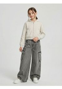 Sinsay - Jeansy wide leg z efektem sprania - szary. Kolor: szary #1