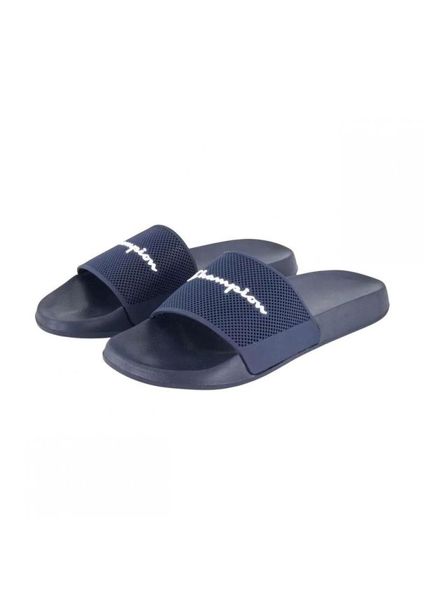 Klapki męskie na basen Champion Slide granatowe. Okazja: na plażę. Kolor: niebieski. Sport: pływanie