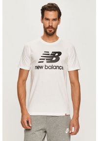 New Balance - T-shirt. Okazja: na co dzień. Kolor: biały. Materiał: dzianina. Wzór: nadruk. Styl: casual