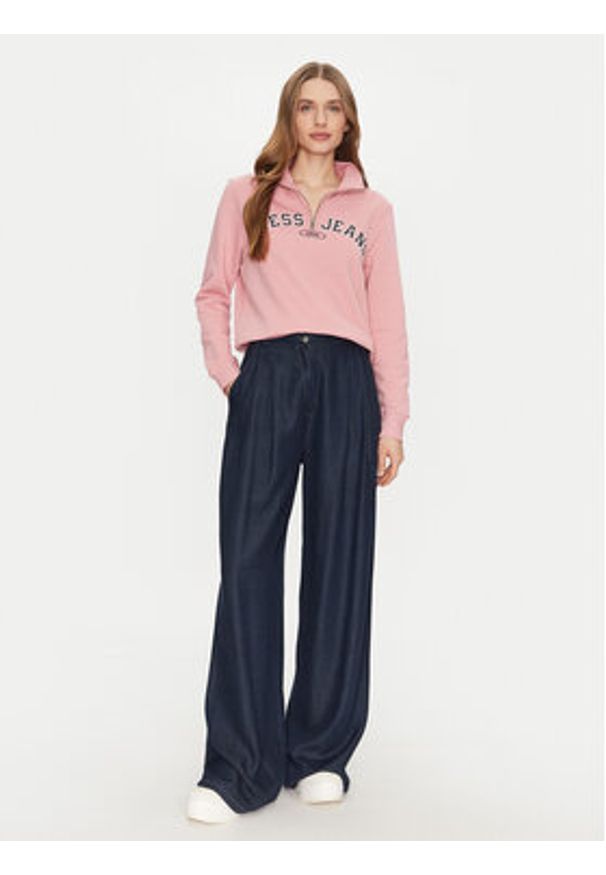 Guess Jeans Bluza W5RQ25 K68I4 Różowy Regular Fit. Kolor: różowy. Materiał: bawełna