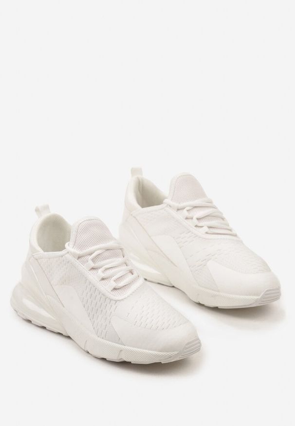 Born2be - Białe Buty Sportowe Sneakersy z Siateczki na Elastycznej Podeszwie Alinesta. Okazja: na co dzień. Kolor: biały. Materiał: jeans