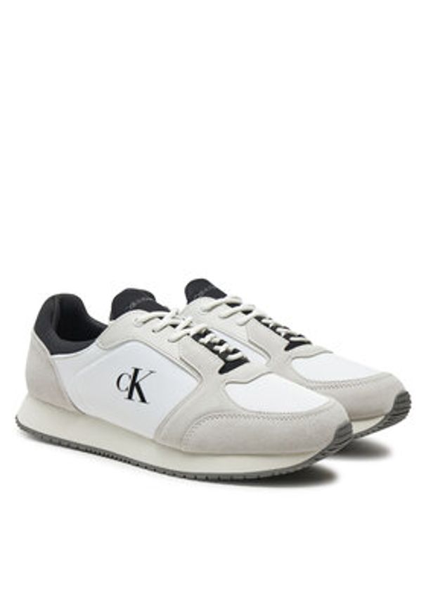 Calvin Klein Jeans Sneakersy Retro Sock Runner Mg Wmm YM0YM01152 Biały. Kolor: biały. Materiał: skóra