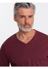 Ombre Clothing - Zestaw longsleeve męski V-NECK - mix 2-pak V7 Z41 - XXL. Okazja: na co dzień. Kolor: czerwony. Materiał: bawełna, materiał, skóra, tkanina. Długość rękawa: długi rękaw. Długość: długie. Wzór: gładki, jednolity. Styl: wizytowy, klasyczny, casual #5