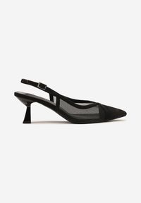 Renee - Czarne Przezroczyste Sandały na Kaczuszce Typu Slingback Atilessa. Zapięcie: sprzączka. Kolor: czarny. Materiał: jeans. Sezon: lato. Obcas: na szpilce. Styl: klasyczny, elegancki, wizytowy #4