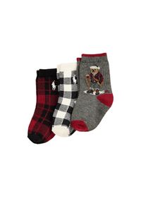 Zestaw 3 par wysokich skarpet dziecięcych Polo Ralph Lauren. Wzór: kolorowy