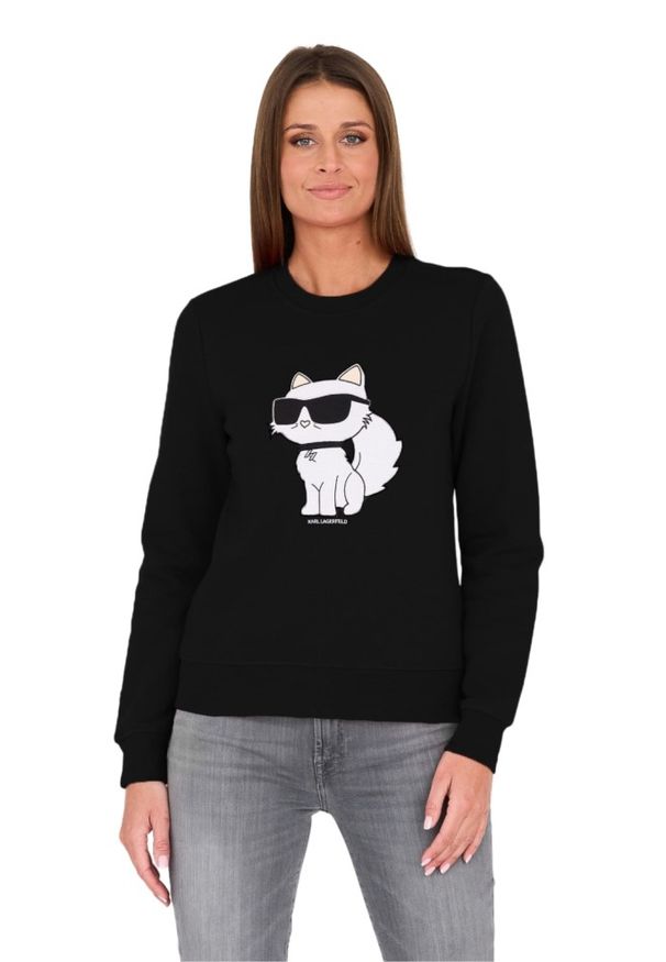 Karl Lagerfeld - KARL LAGERFELD Czarna damska bluza Ikonik 2.0 Choupette Sweat, Rozmiar XS. Kolor: czarny