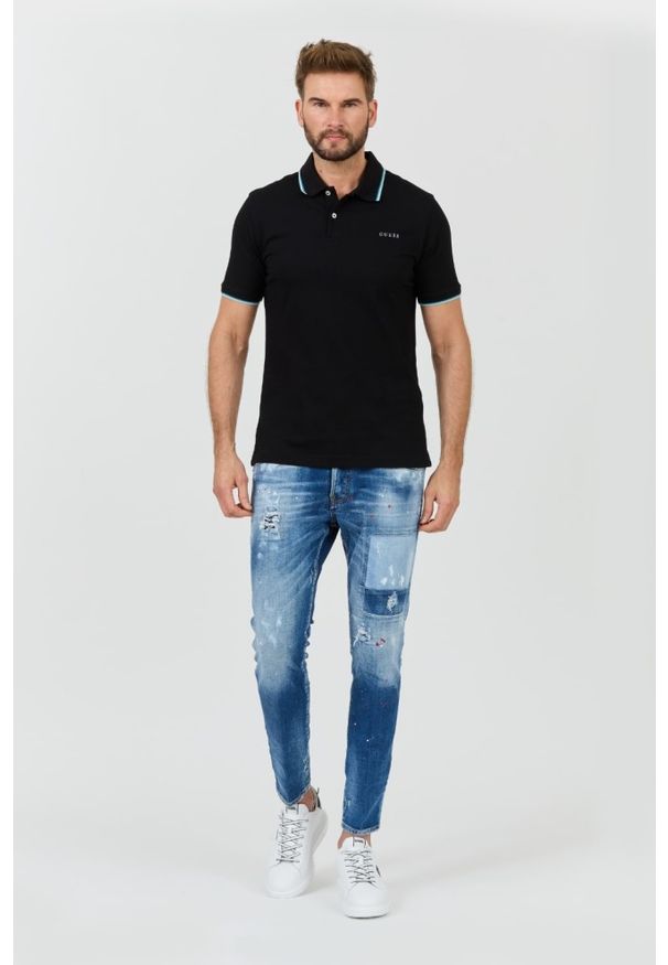 Guess - GUESS Czarne męskie polo Lyle, Rozmiar XXL. Typ kołnierza: polo. Kolor: czarny