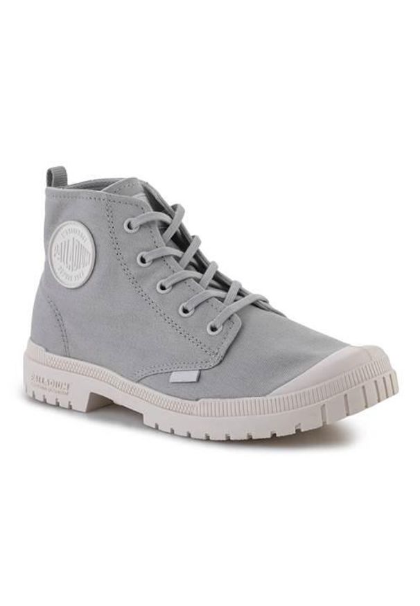 Buty do chodzenia unisex Palladium Pampa SP20 HI. Wysokość cholewki: za kostkę. Zapięcie: sznurówki. Kolor: szary. Materiał: syntetyk, tkanina, materiał. Szerokość cholewki: normalna. Sport: turystyka piesza