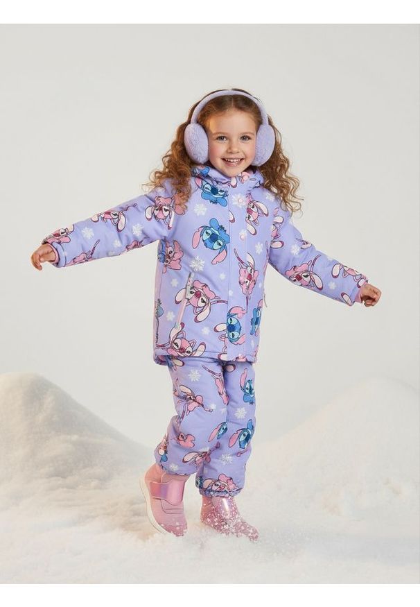 Sinsay - Kurtka puffer z kapturem Stitch - niebieski. Typ kołnierza: kaptur. Kolor: niebieski