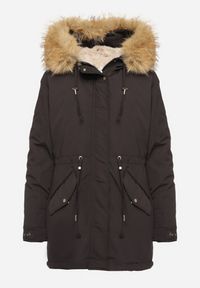 Born2be - Czarna Zimowa Kurtka Parka z Odpinanym Futerkowym Zdobieniem i Kapturem Sialinnea. Okazja: na co dzień. Kolor: czarny. Wzór: aplikacja. Sezon: zima. Styl: klasyczny, casual, elegancki #7