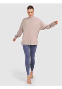 4f - 4F Bluza dresowa do jogi i pilatesu damska - beżowa M. Okazja: na co dzień. Kolor: beżowy. Materiał: dresówka. Wzór: gładki. Styl: klasyczny, casual. Sport: joga i pilates