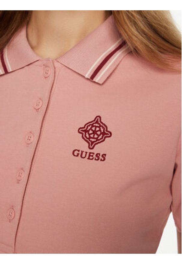 Guess Polo V5RP02 KCOK1 Różowy Regular Fit. Typ kołnierza: polo. Kolor: różowy. Materiał: bawełna