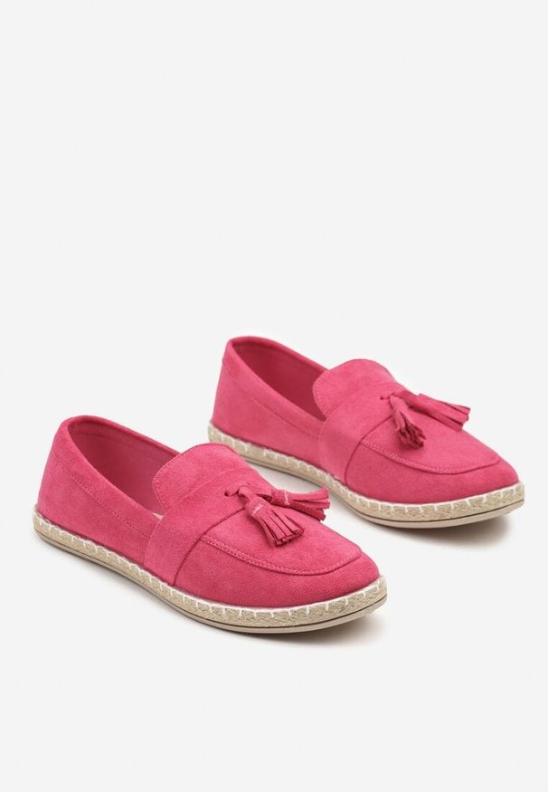Born2be - Fuksjowe Espadryle z Ozdobnymi Chwostami Varilia. Okazja: na co dzień. Kolor: różowy. Materiał: jeans. Obcas: na płaskiej podeszwie. Styl: casual
