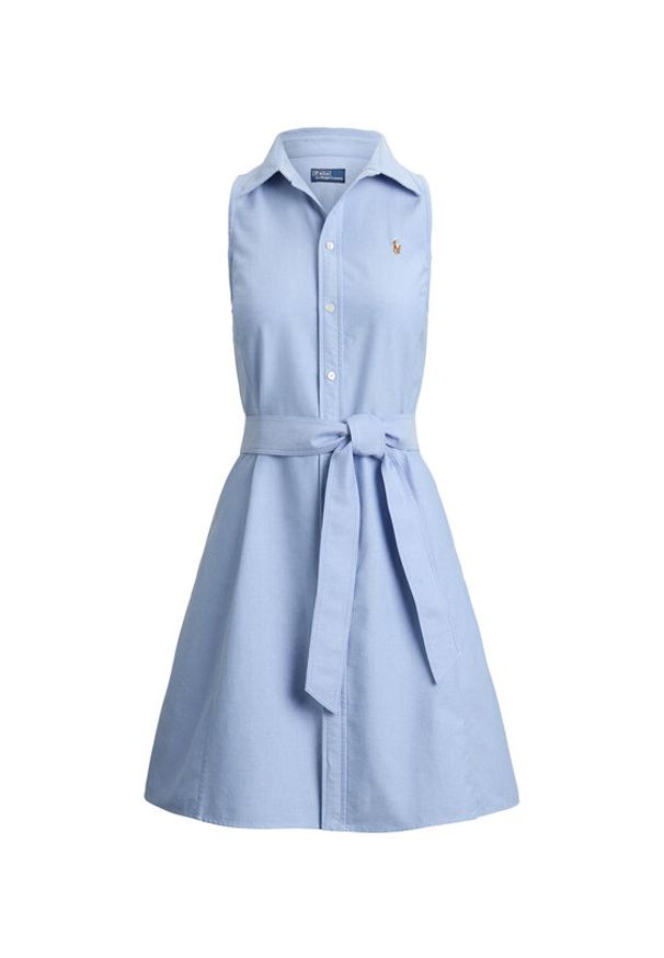 Polo Ralph Lauren Sukienka koszulowa 211968897002 Niebieski jasny Regular Fit. Typ kołnierza: polo. Kolor: niebieski. Materiał: bawełna. Typ sukienki: koszulowe