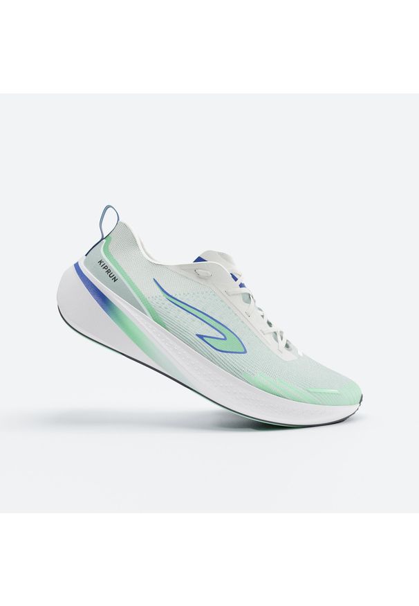 KIPRUN - Buty do biegania męskie Kiprun Cushion 500. Kolor: biały, wielokolorowy, zielony. Szerokość cholewki: normalna