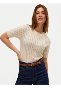 Vero Moda Sweter Morena 10321893 Beżowy Slim Fit. Kolor: beżowy. Materiał: bawełna #6