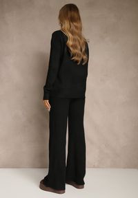 Renee - Czarny Komplet Dzianinowy z Wełną i Bawełną Szerokie Spodnie i Golf Lennria. Kolor: czarny. Materiał: dzianina, bawełna, wełna #4