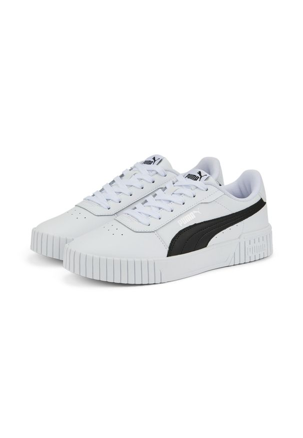 Puma - Damskie sneakersy Carina 2.0 PUMA White Black Silver Gray. Okazja: na plażę. Kolor: wielokolorowy, szary, czarny, biały. Sezon: lato. Sport: tenis