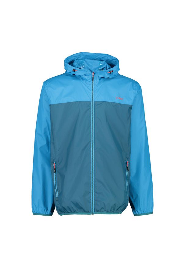 Kurtka przeciwdeszczowa z kapturem CMP. Typ kołnierza: kaptur. Kolor: turkusowy, niebieski, wielokolorowy. Sport: turystyka piesza