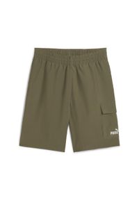 Puma - Męskie szorty bojówki Essentials 9" z logo No.1 PUMA Loden Green. Kolor: zielony