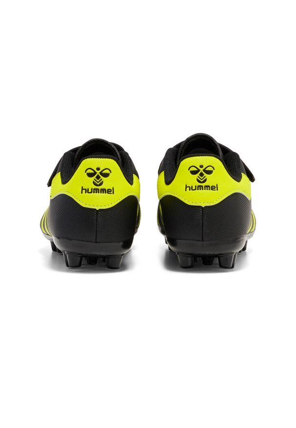 Dziecięce buty fitness sportowe Hummel Hattrick Mg, Czarny. Zapięcie: rzepy. Kolor: czarny, żółty, wielokolorowy. Sport: fitness, koszykówka