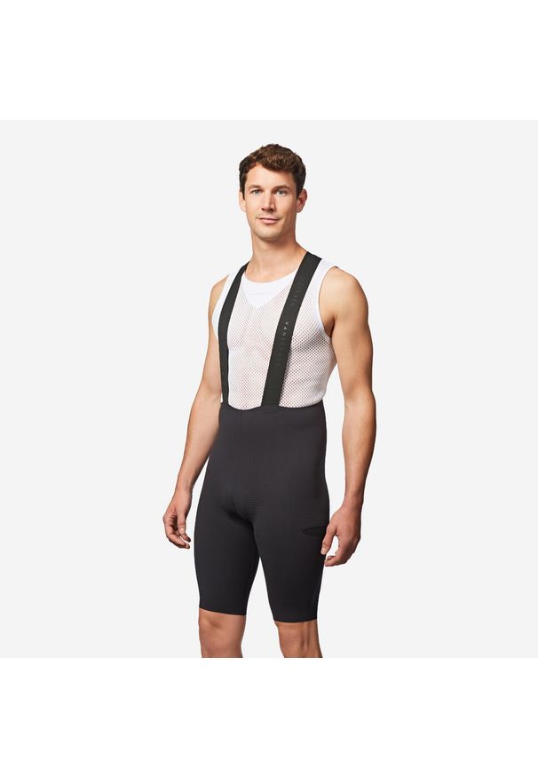 VAN RYSEL - Spodenki rowerowe szosowe Van Rysel Endurance Ultra. Kolor: czarny. Materiał: skóra, tkanina. Długość: długie. Sport: kolarstwo