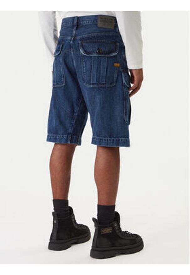 G-Star RAW - G-Star Raw Szorty jeansowe Bend 3D Cargo D26528-D788 Granatowy Relaxed Fit. Kolor: niebieski. Materiał: jeans