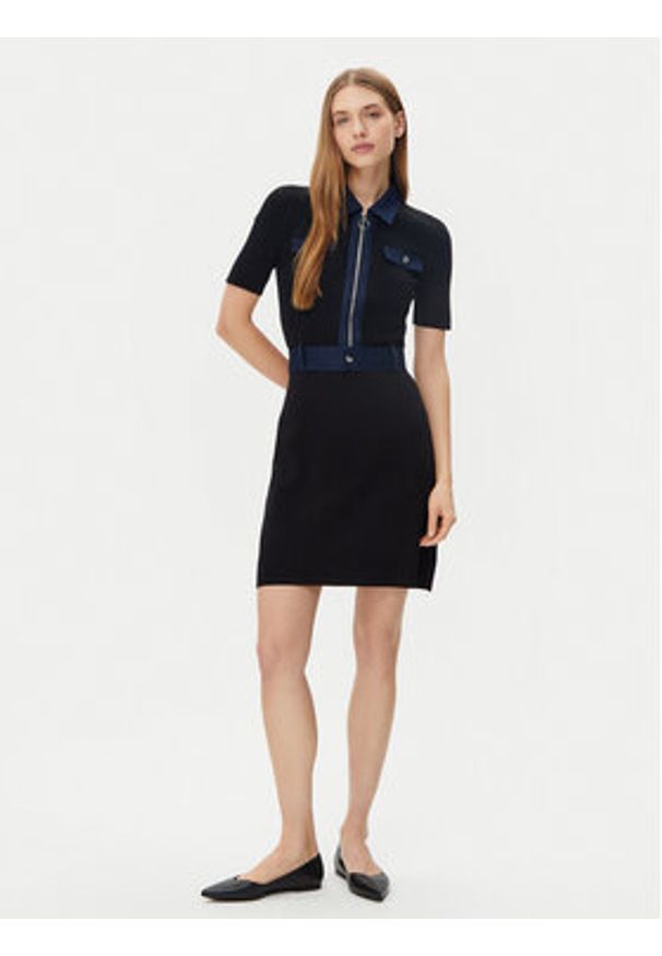Morgan Sukienka dzianinowa 251-RMJEAN Czarny Slim Fit. Kolor: czarny. Materiał: syntetyk