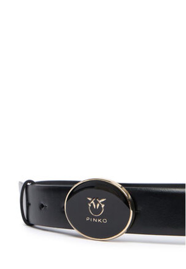 Pinko - PINKO Pasek Damski Round Enamel H2,8 Belt 20252 PLT01 105478.A2QL Czarny. Kolor: czarny. Materiał: skóra