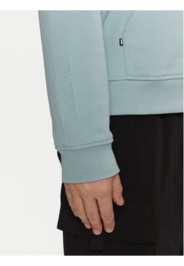 Karl Lagerfeld - KARL LAGERFELD Bluza 705711 551900 Błękitny Regular Fit. Typ kołnierza: dekolt w karo. Kolor: niebieski. Materiał: bawełna