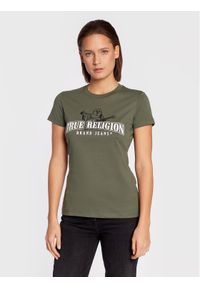 True Religion T-Shirt Buddha Stencil 205636 Zielony Slim Fit. Kolor: zielony. Materiał: bawełna #1