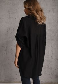 Renee - Czarna Wiskozowa Koszula Nietoperz z Regulowanymi Rękawami i Haftem Drenesh. Kolor: czarny. Materiał: wiskoza. Wzór: haft. Styl: boho #8