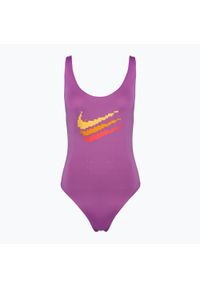 Strój pływacki jednoczęściowy damski Nike Multi Logo U-Back. Kolor: różowy