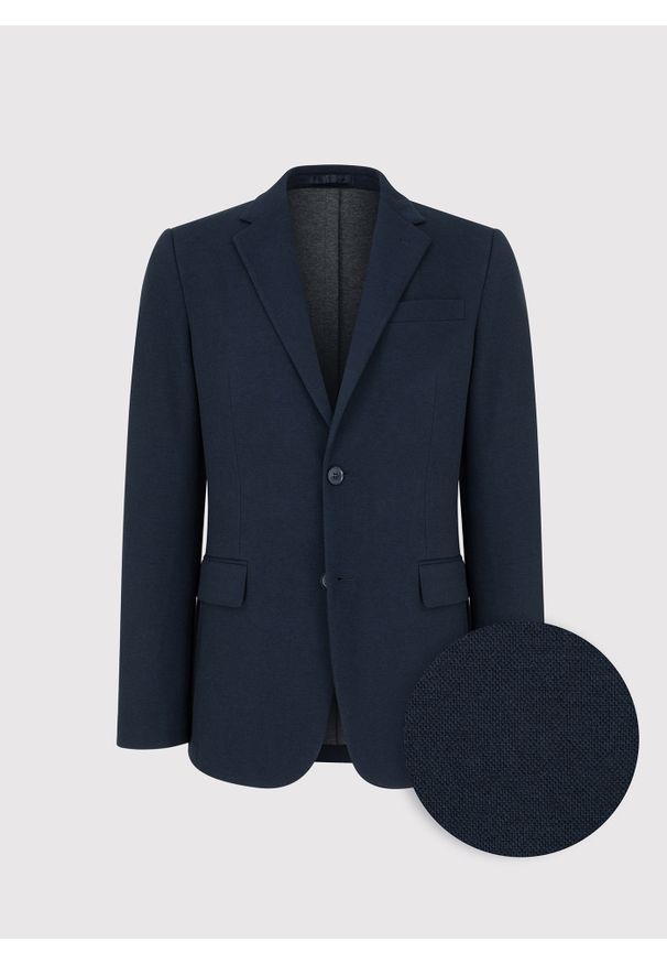 Pako Lorente - PAKO LORENTE – Granatowa dzianinowa marynarka męska. Kolor: niebieski. Materiał: dzianina