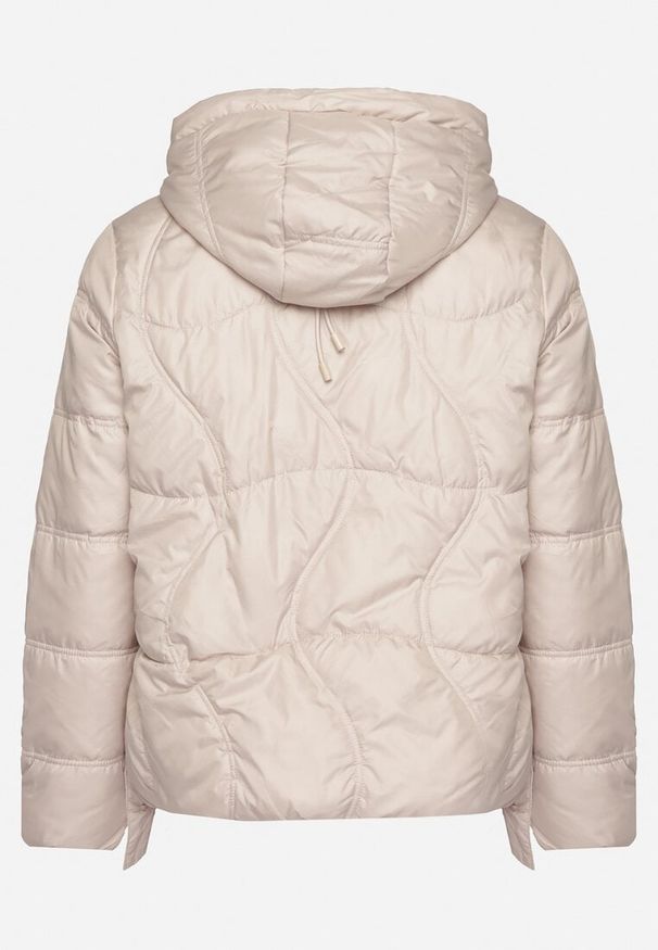 Born2be - Beżowa Kurtka Pikowana z Nieodpinanym Kapturem i Kieszeniami Annitte. Okazja: na co dzień. Kolekcja: plus size. Kolor: beżowy. Materiał: jeans. Styl: casual